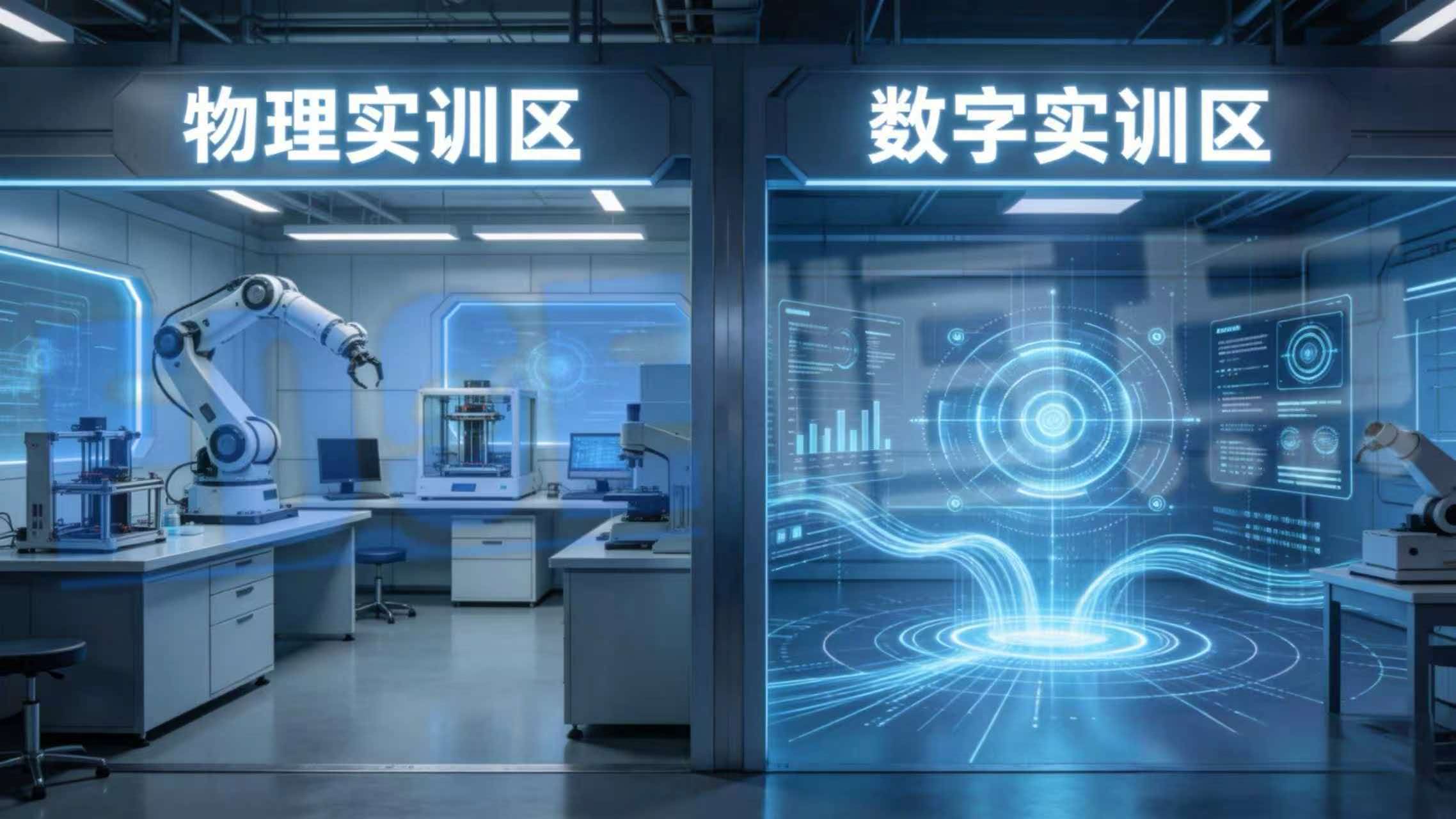 未来实训中心分为物理与数字两大空间