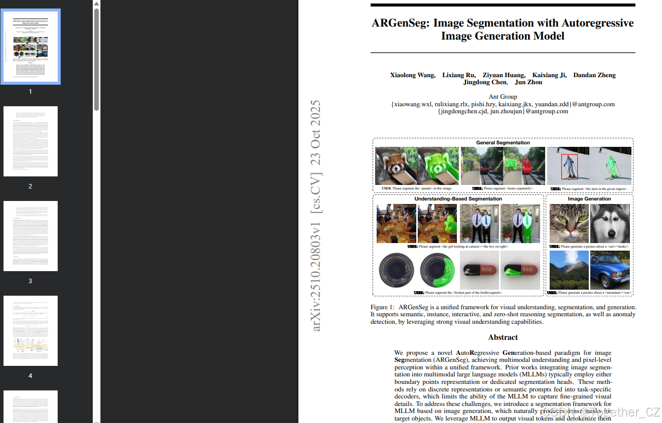 Autoregresive Generation ARGenSeg: Image Segmentation with Autoregressive Image Generation Model ...