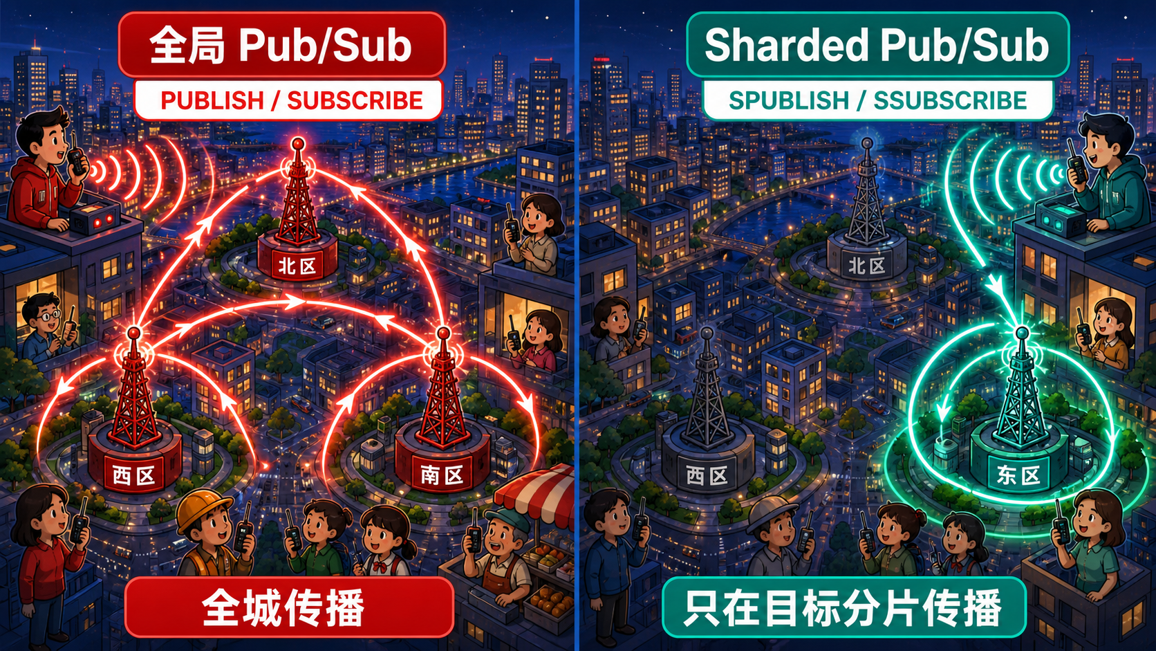 Cluster 全局 Pub/Sub 与 Sharded Pub/Sub 分区广播