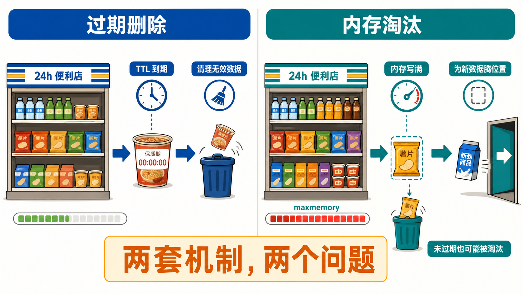 Redis 过期删除与内存淘汰对比