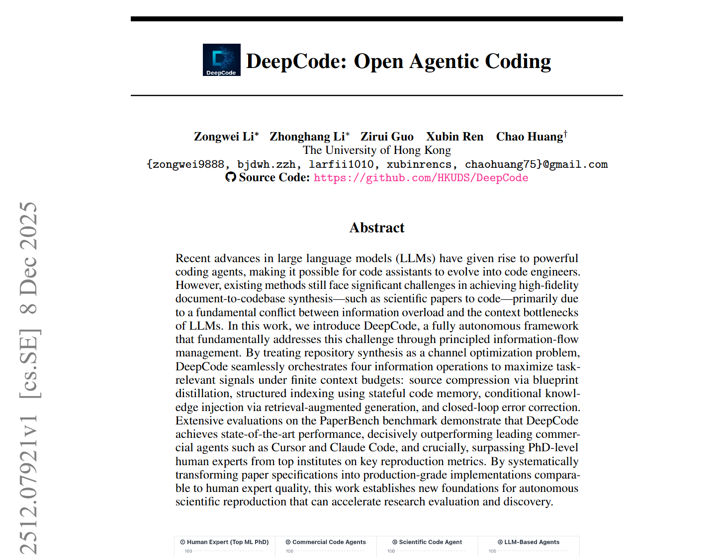 AI | 论文-代码生成 | DeepCode: Open Agentic Coding_deepcode: open agentic ...