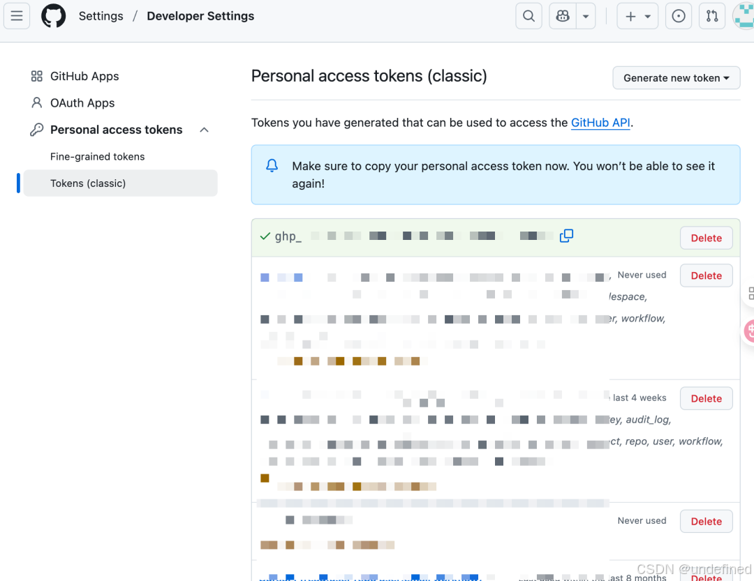 复制生成的Token