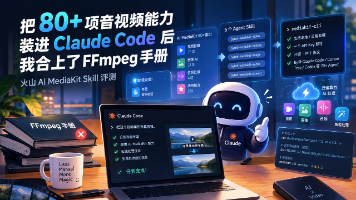 把 80+ 项音视频能力装进 Claude Code 后,我合上了 FFmpeg 手册封面图
