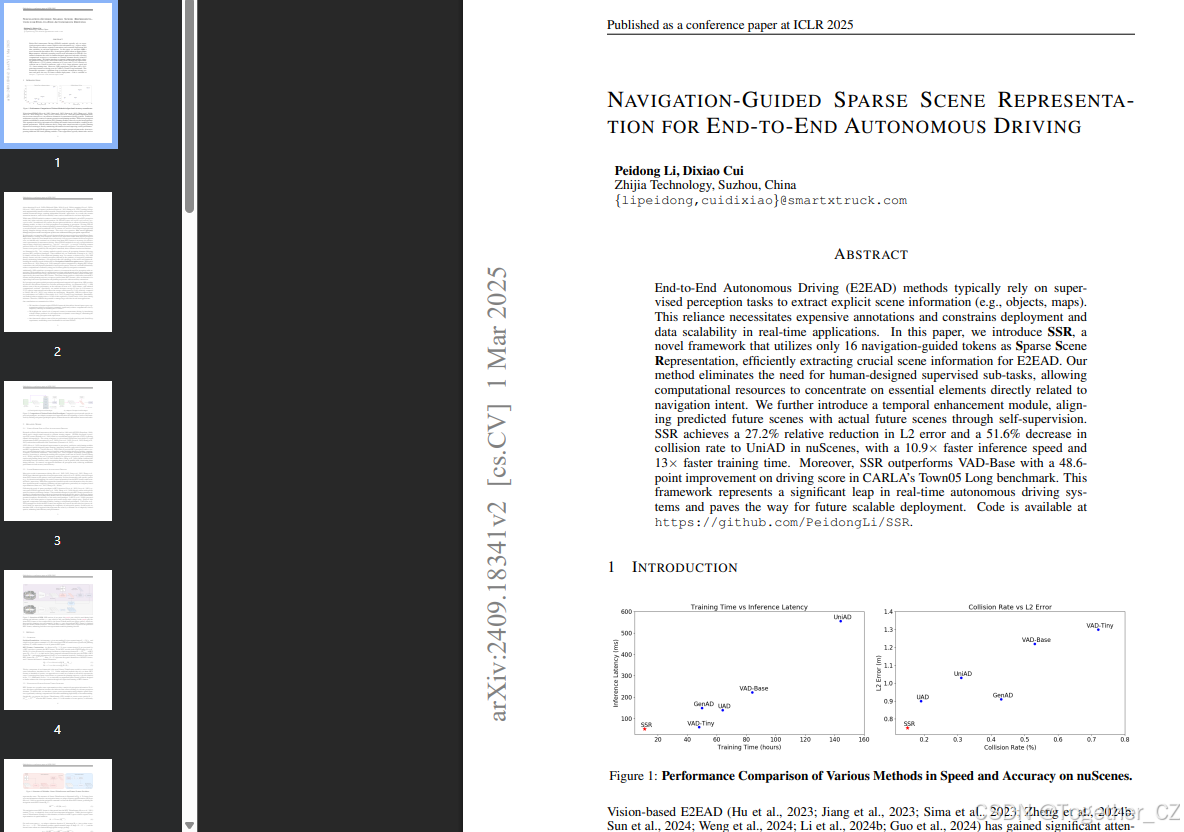 SSR：Navigation-Guided Sparse Scene Representation for End-to-End ...