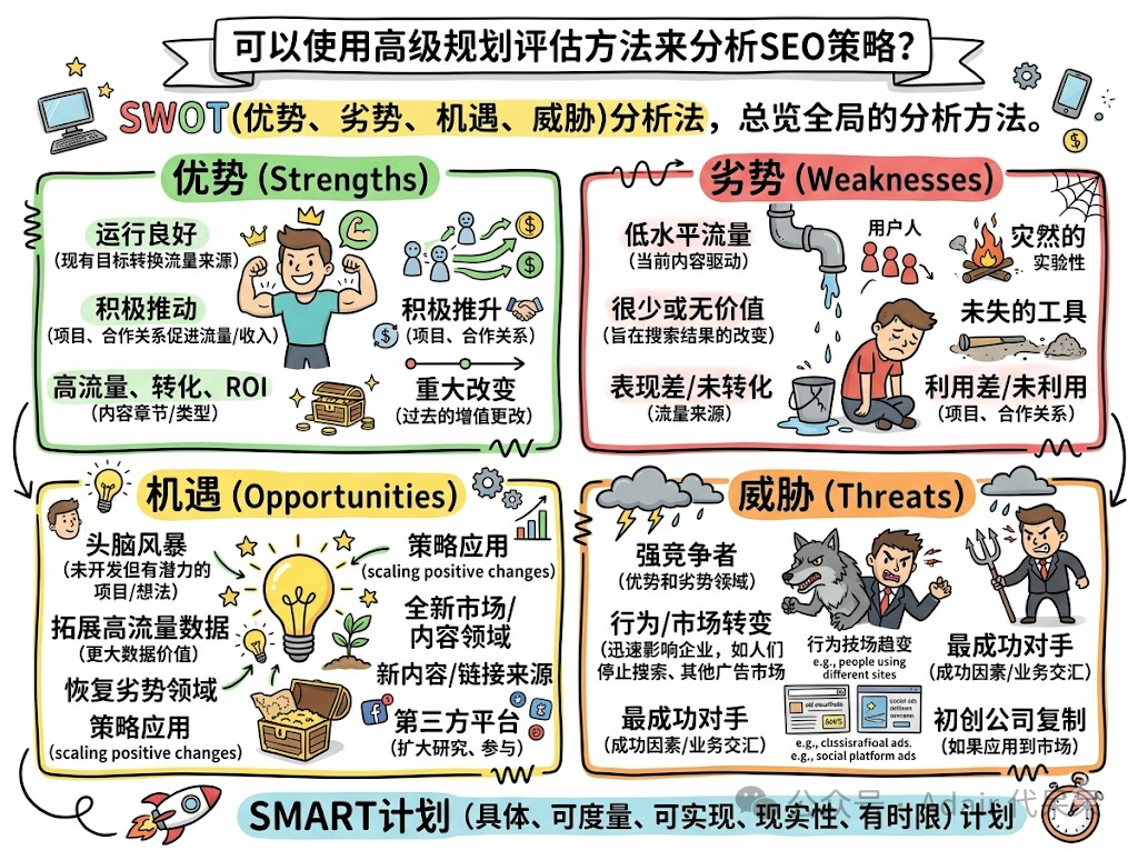 使用高级规划评估方法来分析SEO策略&nbsp;SWOT VS SMART