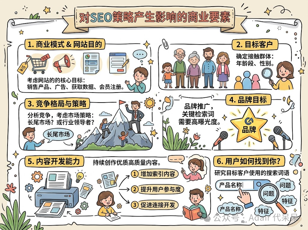 对SEO策略产生影响的商业要素有哪些？
