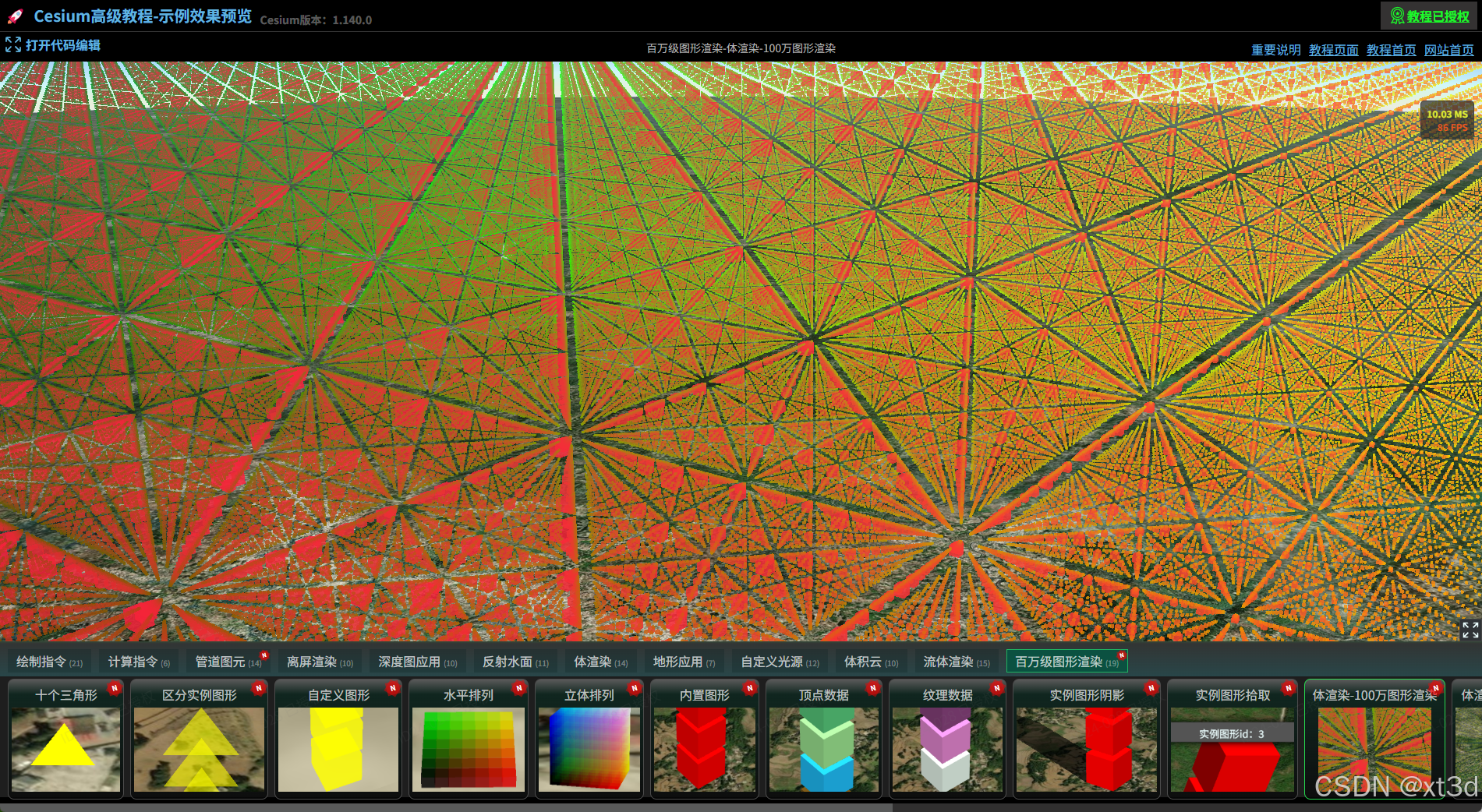 Regular arrangement of one million instances