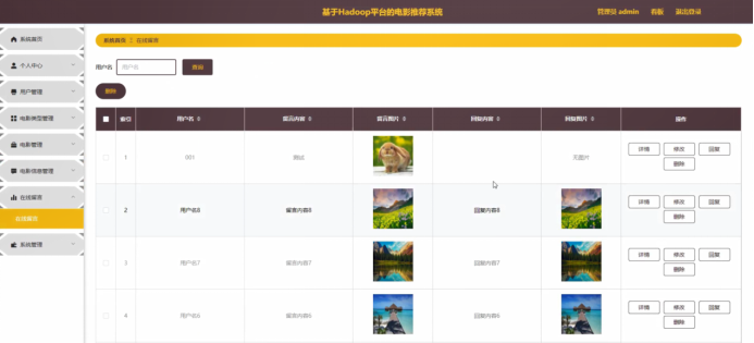 计算机毕业设计springboot基于Hadoop平台的电影推荐系统 SpringBoot 分布式电影推荐平台的设计与实现 基于 Hadoop 与 SpringCloud 的电影个性化推荐服务系统