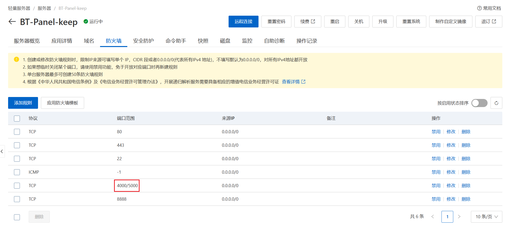 图2：安全组规则配置