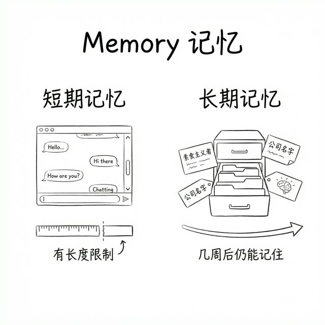 Memory 记忆：短期上下文与长期用户偏好存储