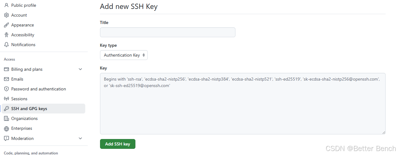 git Bash通过SSH key 登录github的详细步骤