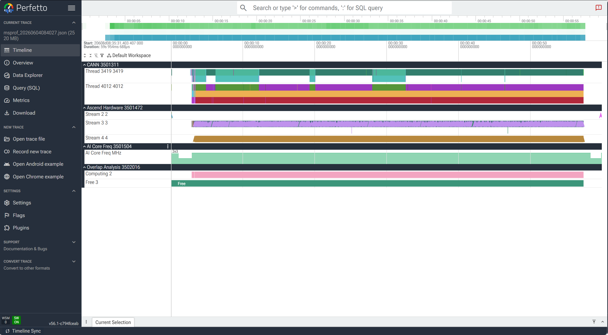Perfetto 网页版对minimind推理的Timeline报告