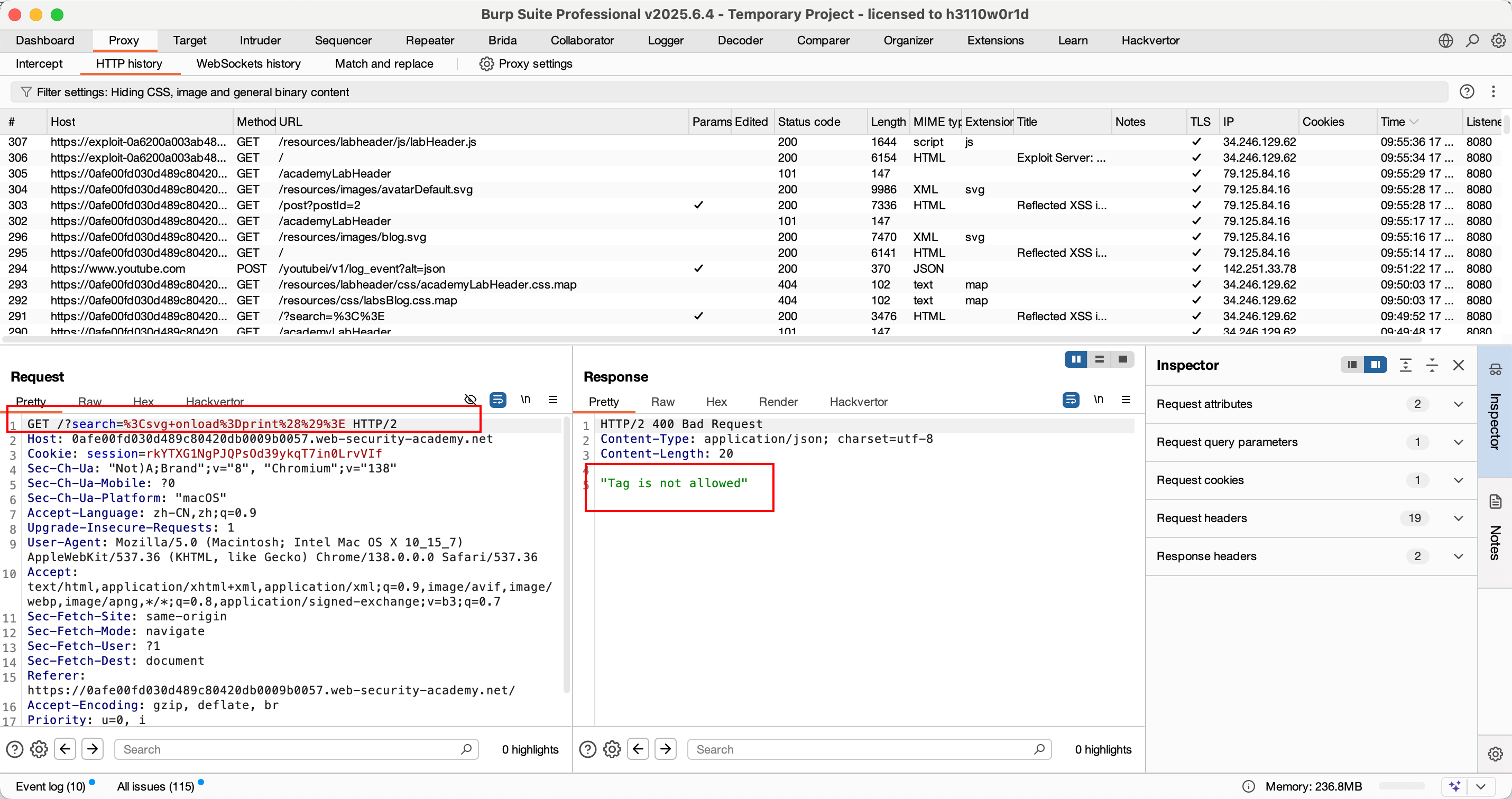 PortSwigger靶场Reflected XSS into HTML context with most tags and ...