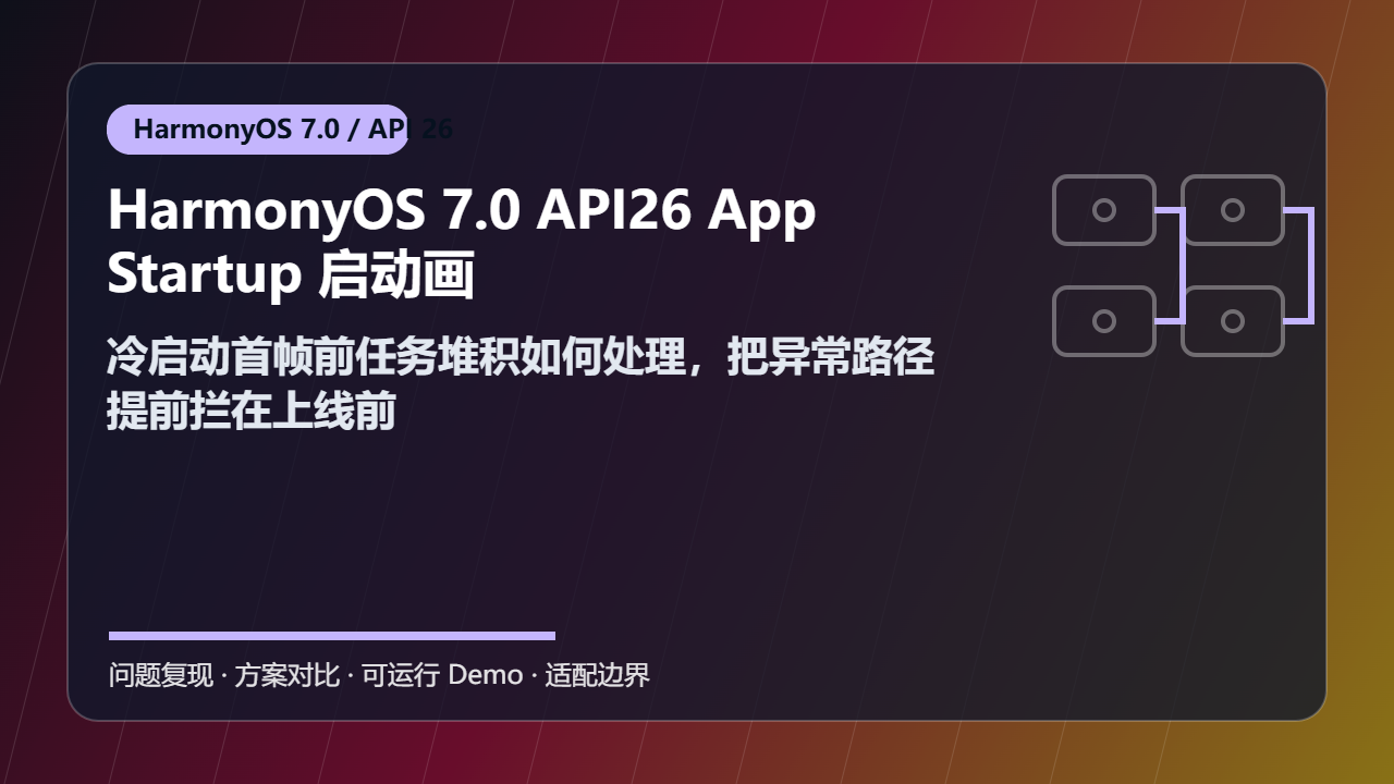 HarmonyOS 7.0 API26 AppStartup 启动画像 日志定位:冷启动首帧前任务堆积如何处理,把异常路径提前拦在上线前