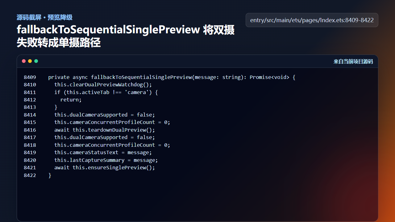 图2 fallbackToSequentialSinglePreview 将双摄失败转成单摄预览