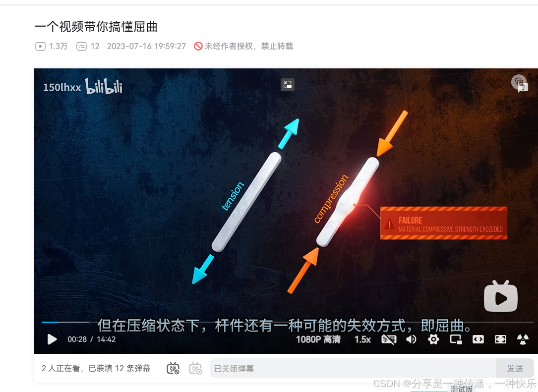 杆件受拉——可能导致断裂。杆件受压——可能导致压碎——或者屈曲。_网架杆件拉杆承压压杆承拉会有什么危害-CSDN博客