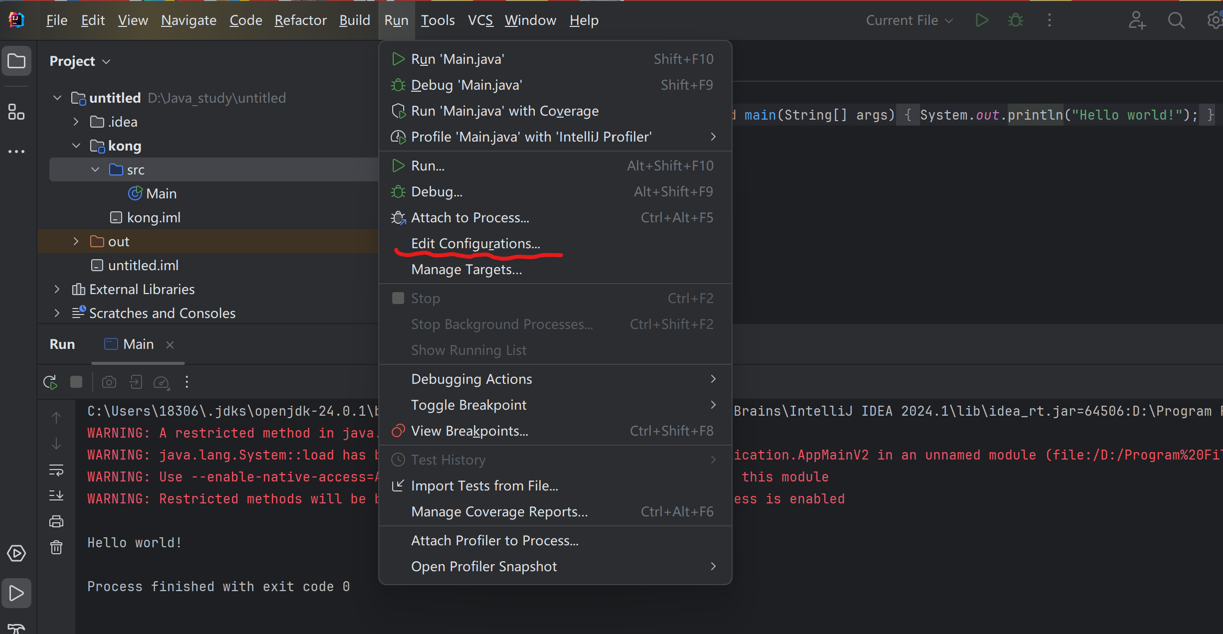 IntelliJ IDEA 解决WARNING: A restricted method in java.lang.System has been called等警告问题