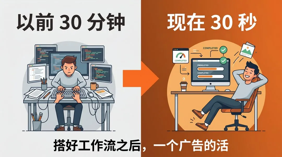 一个广告的活：以前 30 分钟，现在 30 秒