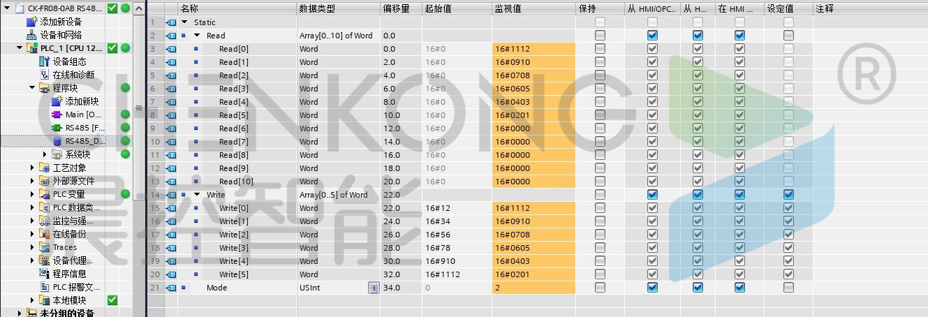 晨控CK-FR08与西门子系列PLC配置MODBUS RTU通讯连接手册