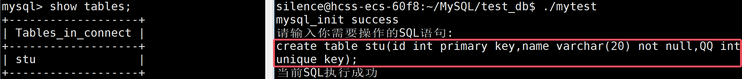 SQL执行结果