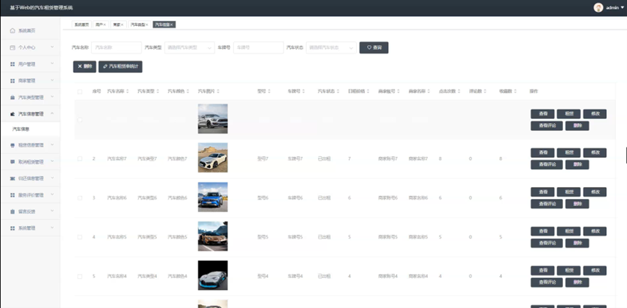 计算机毕业设计Java基于Web的汽车租赁管理系统 基于 JavaWeb 的汽车租赁智能管理平台设计 Web 架构下的汽车租赁服务综合管理系统开发_汽车租赁管理系统毕业设计