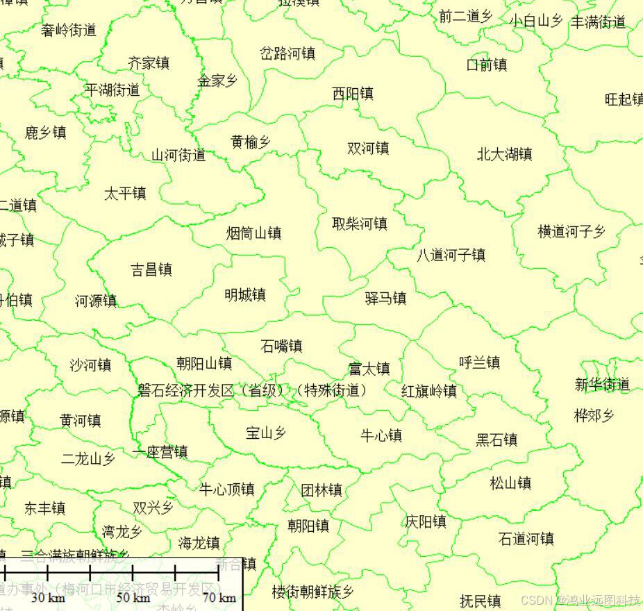 【吉林乡镇界】面图层shp格式arcgis数据乡镇名称和编码wgs84无偏移内容测评