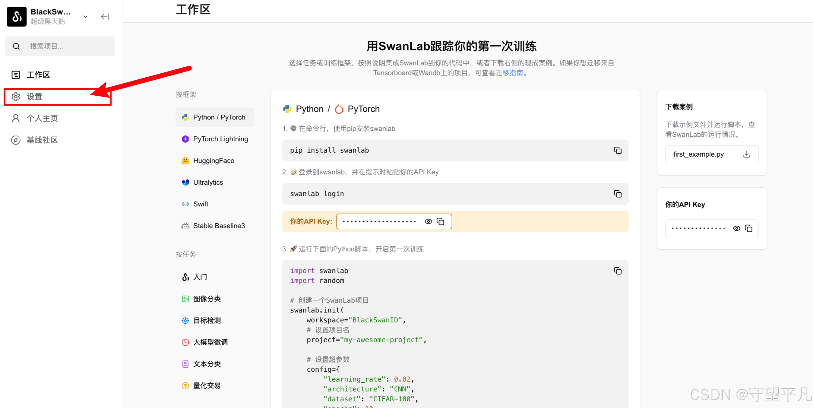 SWANLAB LOGIN API KEY visual data 8