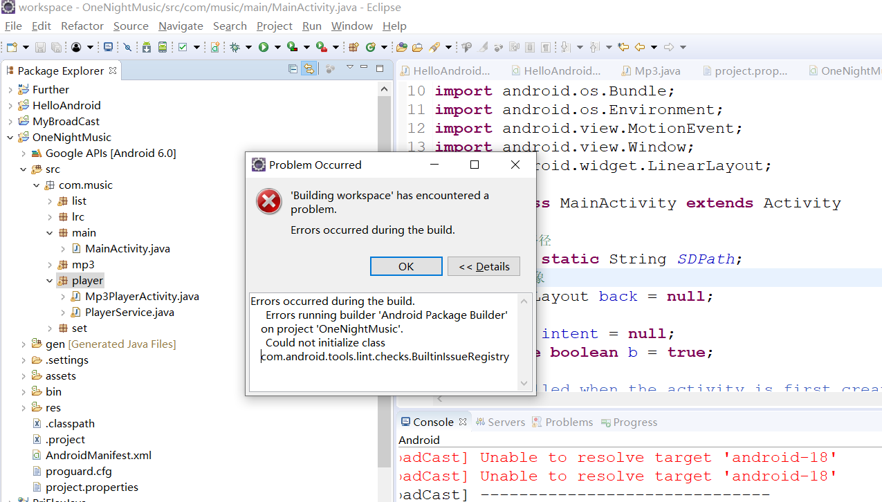 Could not initialize class com.android.tools.lint.checks ...