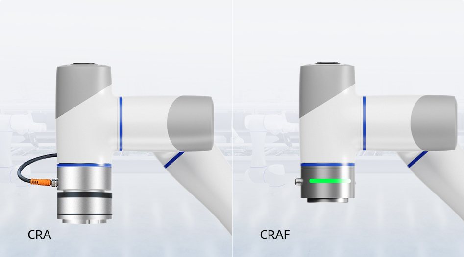 普通CRA外置力传感器与越疆CRAF一体化力控法兰对比