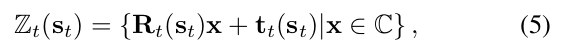 Zt(st) = {Rt(st)x + tt(st) | x ∈ C}, (5)