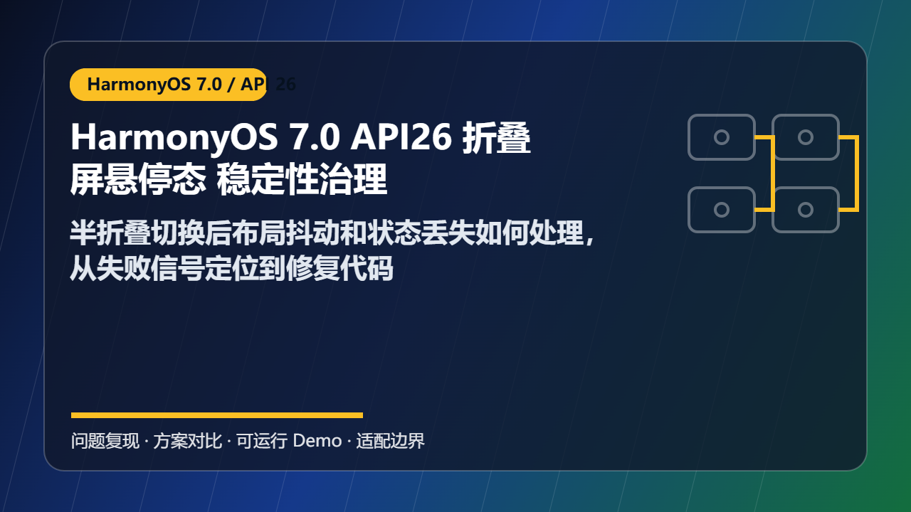 HarmonyOS 7.0 API26 折叠屏悬停态 稳定性治理:半折叠切换后布局抖动和状态丢失如何处理,从失败信号定位到修复代码