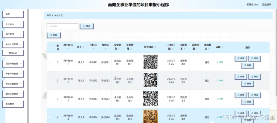 图5-11单位认证管理界面图