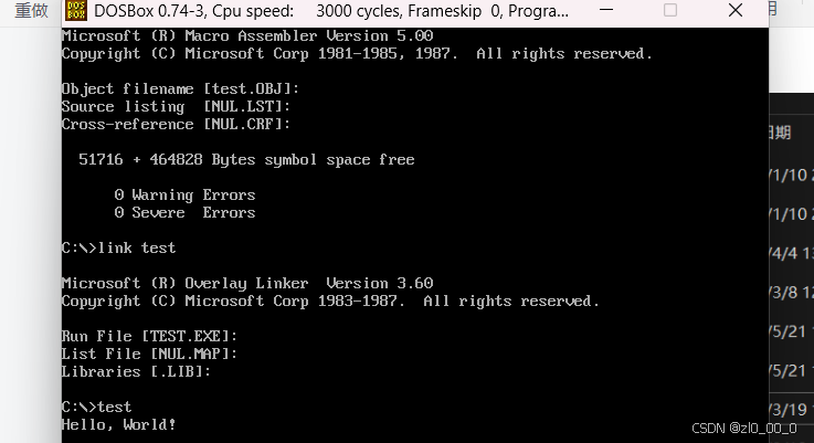 使用dosbox的debug功能和调试汇编语言源文件asm_dosbox debug-CSDN博客