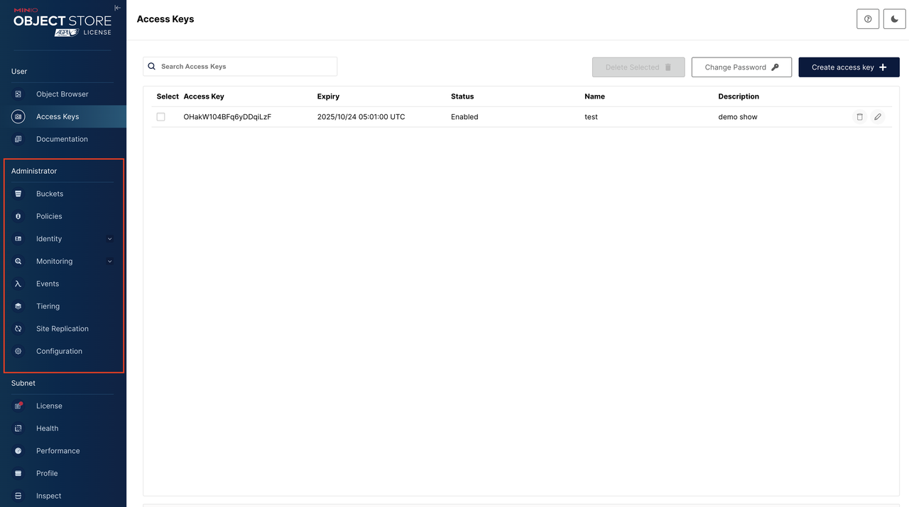 移除功能之前的 admin console