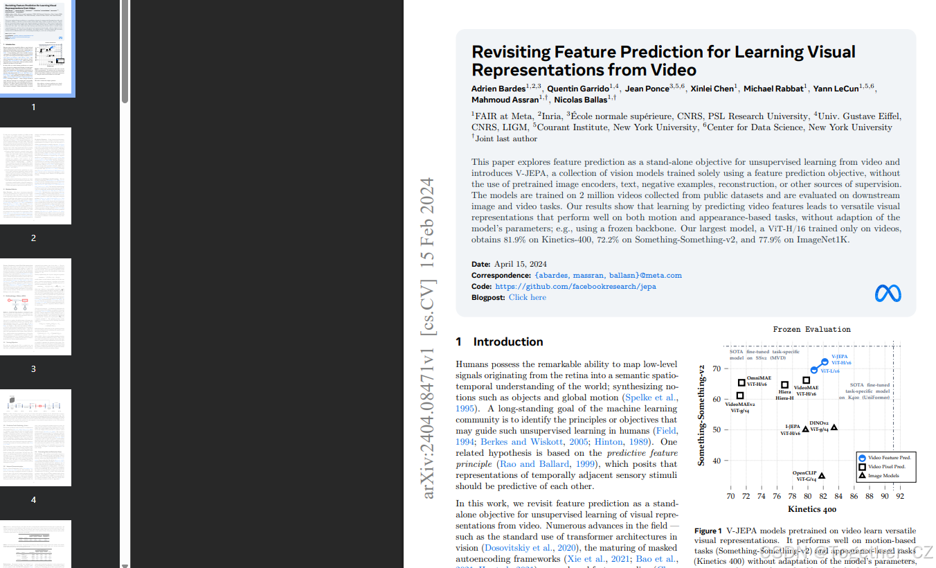 Revisiting Feature Prediction for Learning Visual Representations from ...