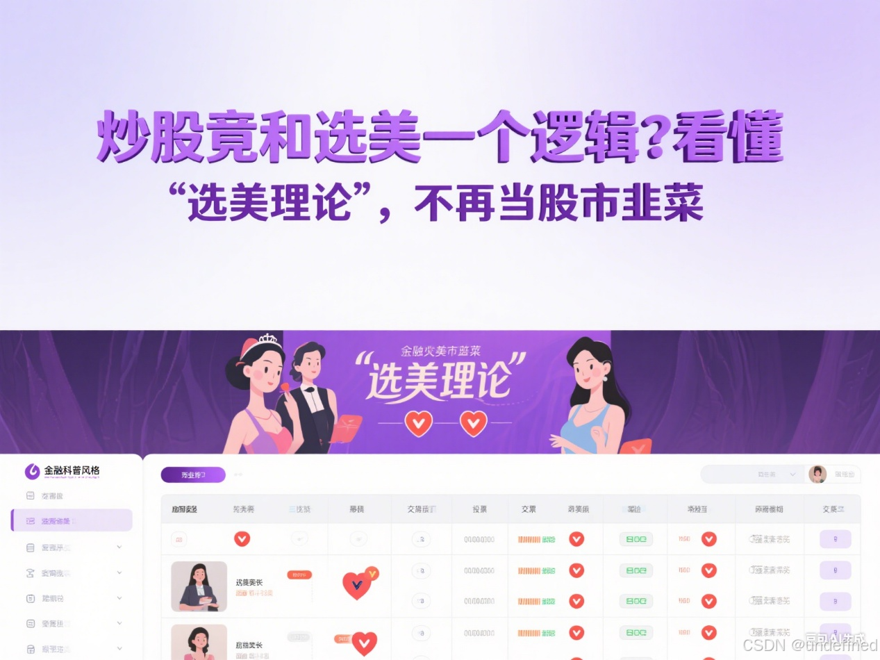 炒股竟和选美一个逻辑？看懂“选美理论”，不再当股市韭菜-CSDN博客