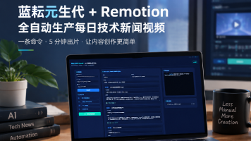 我给AI打工:蓝耘元生代 + Remotion 全自动生产每日技术新闻视频,一条命令出成片封面图