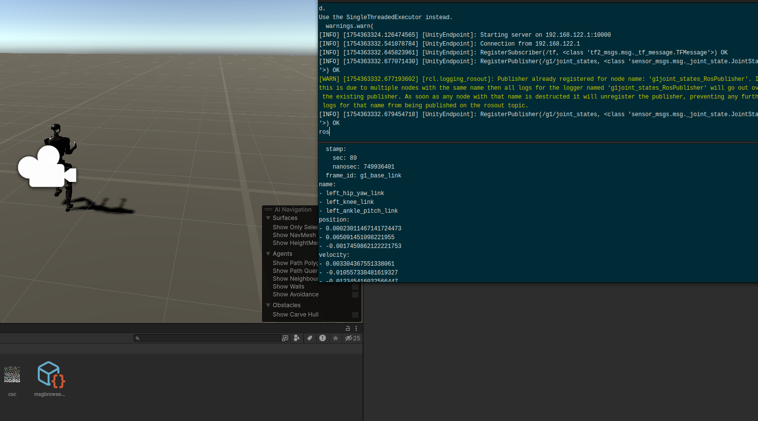 使用ROS-Unity实现宇树人型机器人电机数据实时获取_ros2 unity