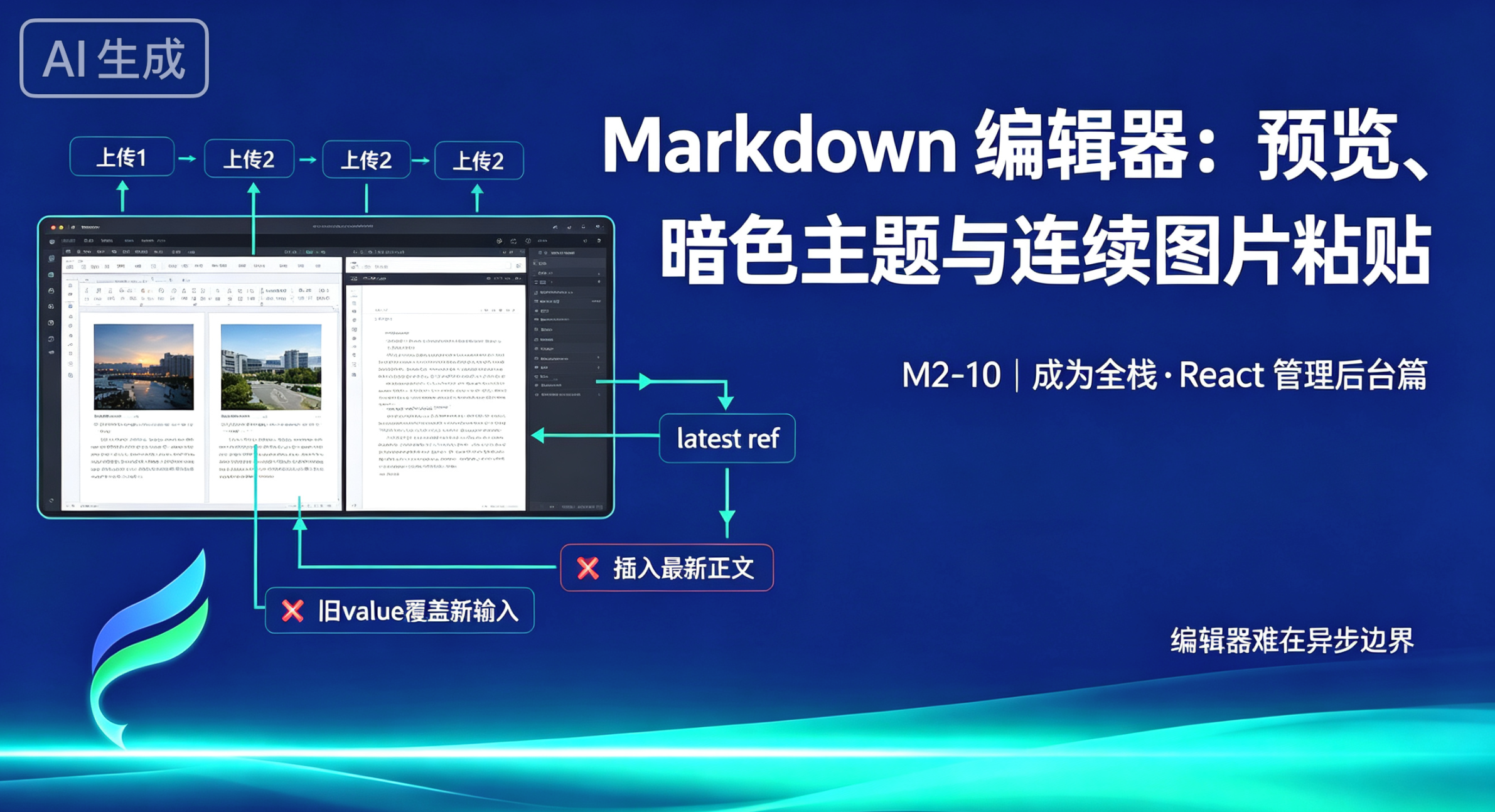 成为全栈·React 管理后台篇·Markdown 编辑器：预览、暗色主题与连续图片粘贴