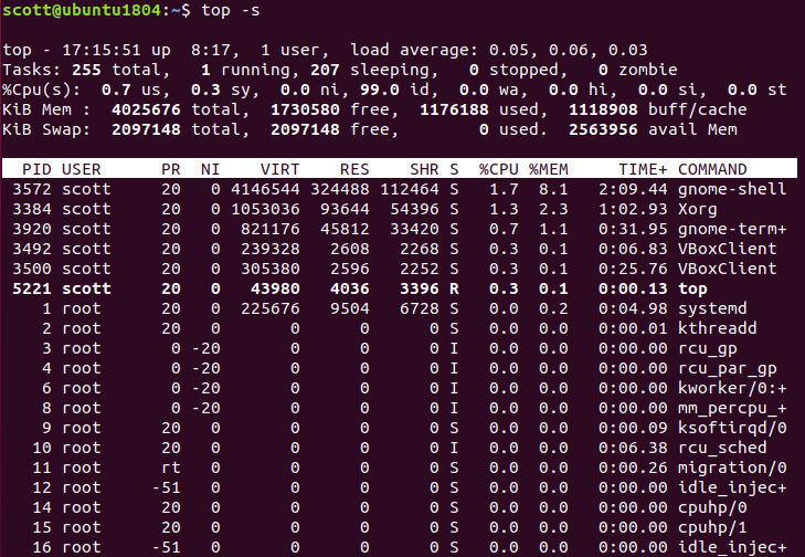 Linux常用命令48——top实时显示系统运行状态_实时刷新top的显示信息-CSDN博客