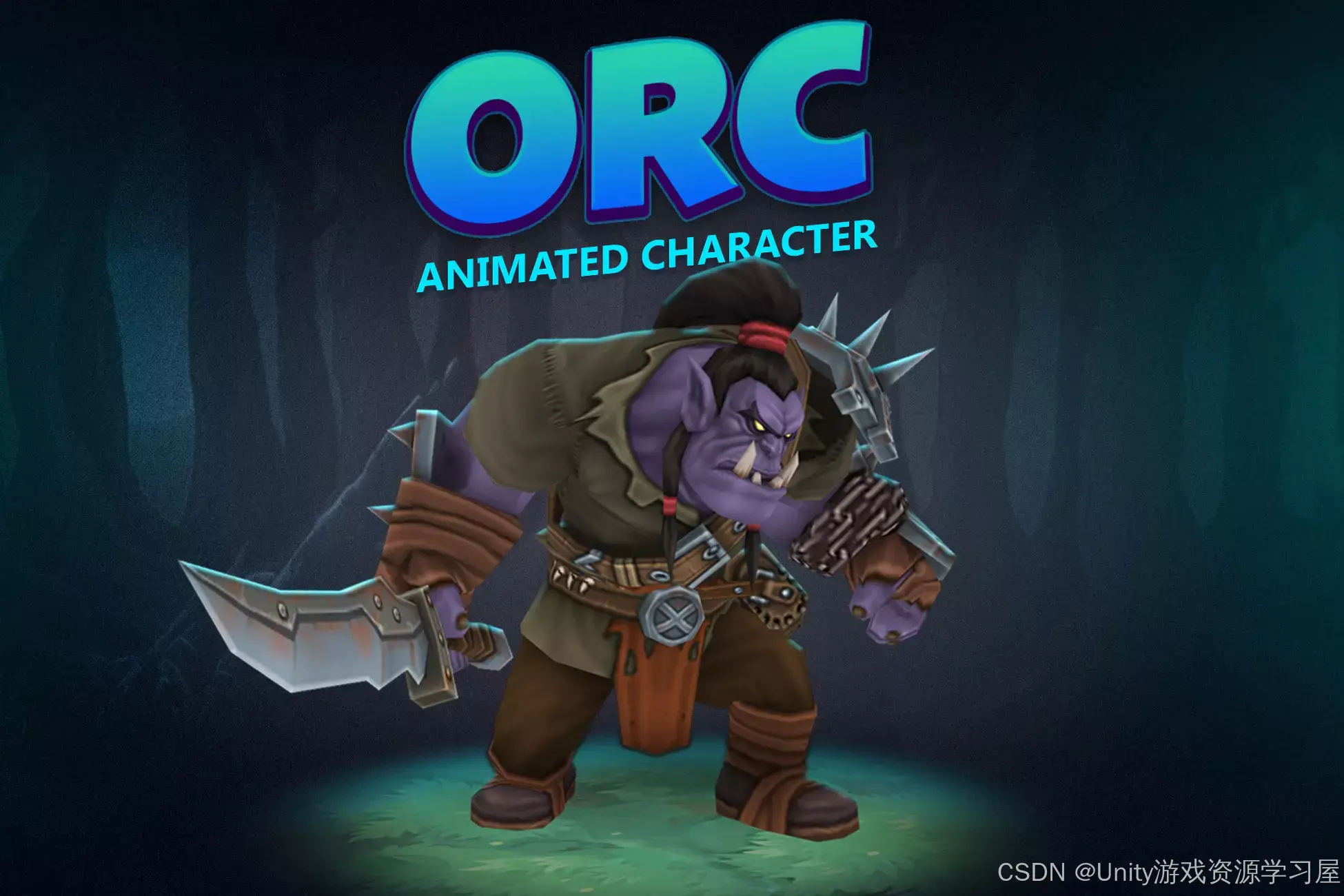 【Unity 兽人动画资源包】Orc Animated Character 提供了一个完整的兽人角色,包括多个动画、纹理和材质,适合用作动作 ...