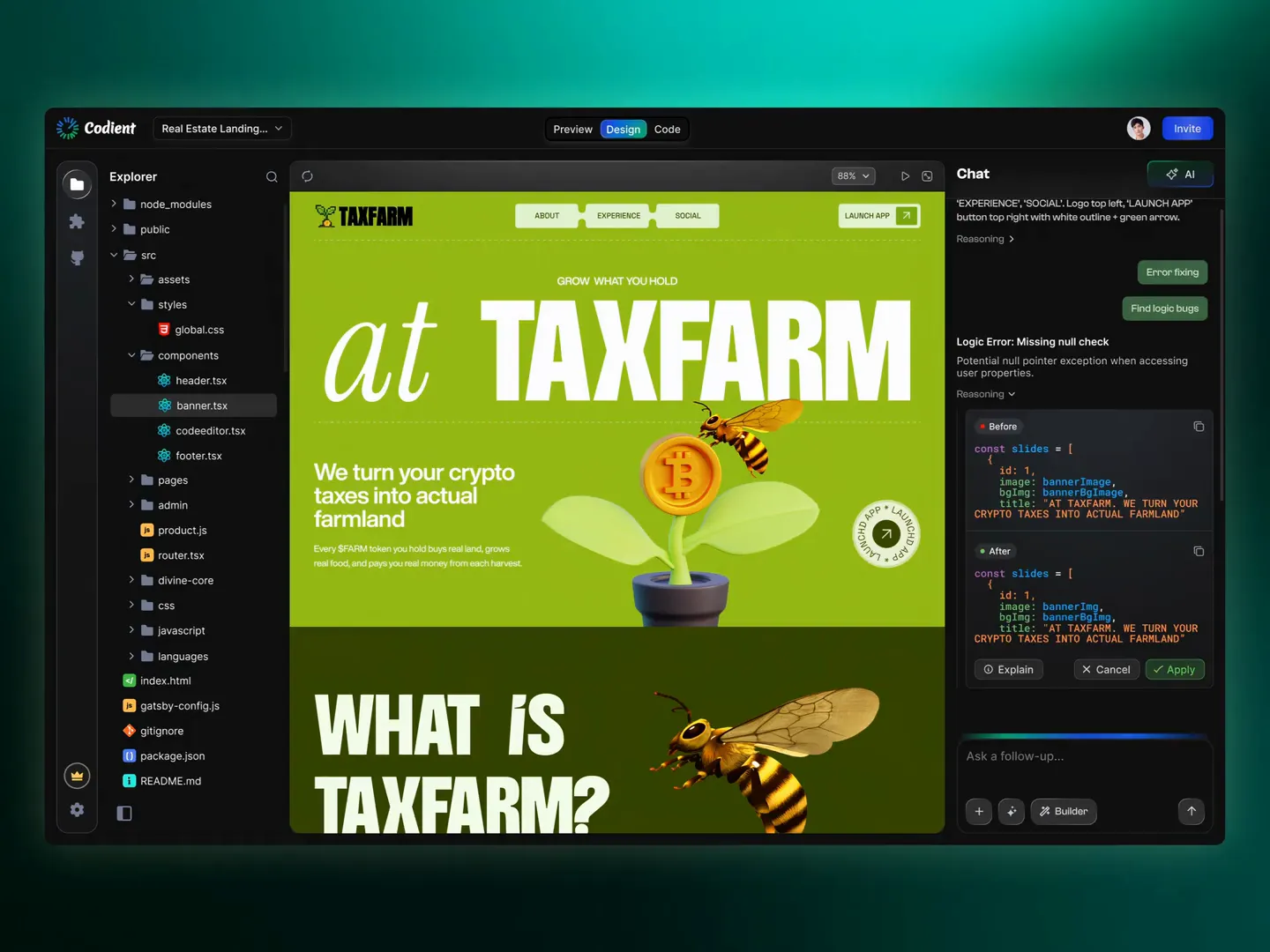 AI Coding Agent | AI Code Editor/Generator | Dark Mode IDE UI UX by Nasir Uddin on Dribbble
