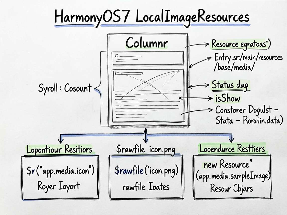 为一篇关于 HarmonyOS7 LocalImageResources 的技术文章绘制一张手绘笔记
