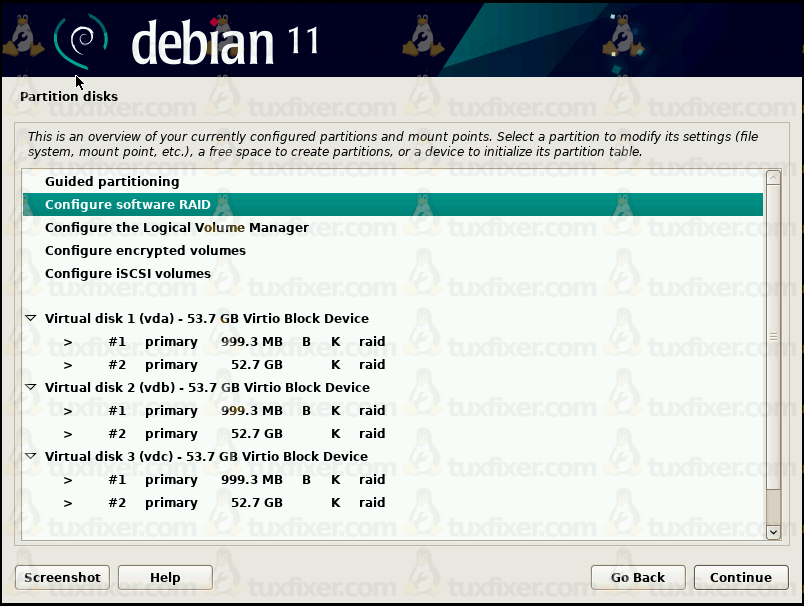 Debian Bullseye configure software raid