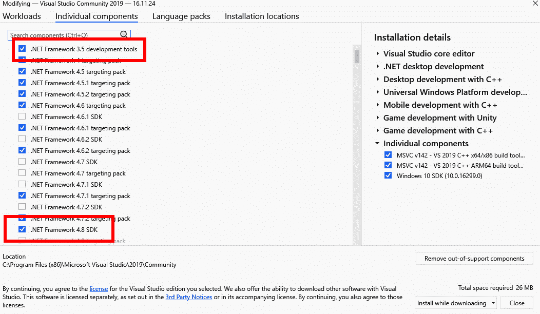 图 14.6 – 单个组件设置
