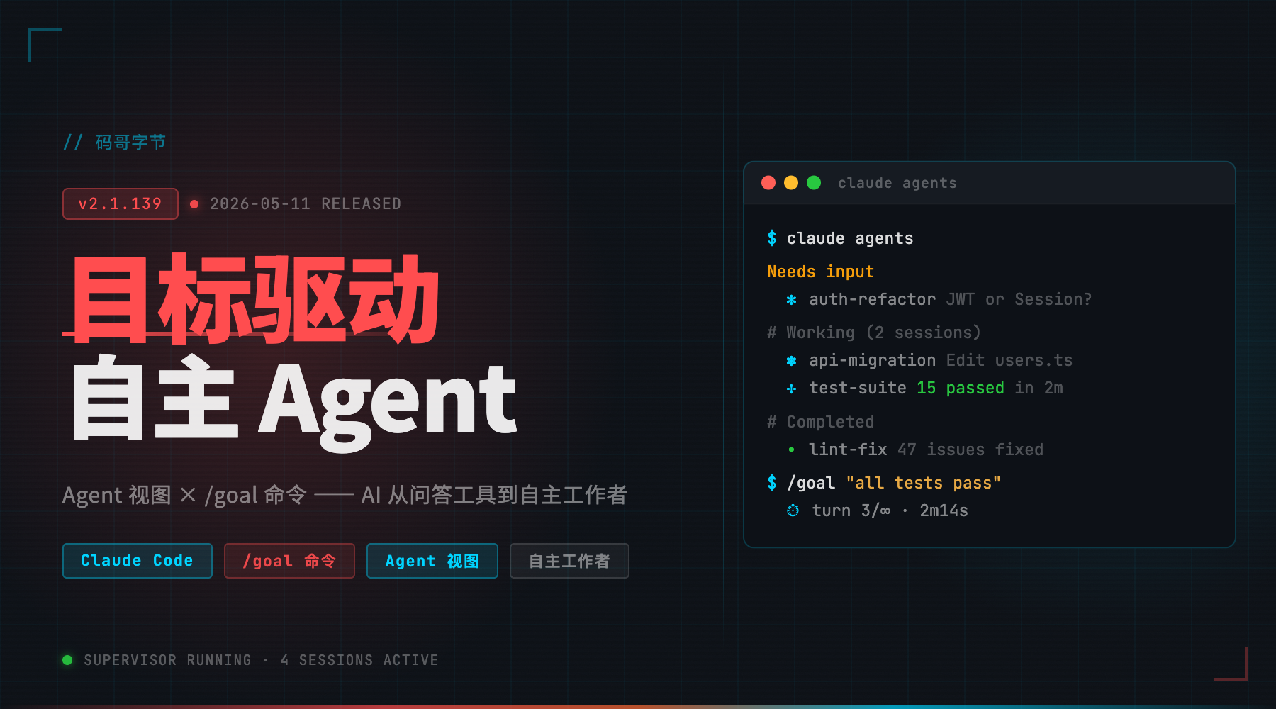 Claude Code v2.1.139 Agent视图与goal命令架构解读