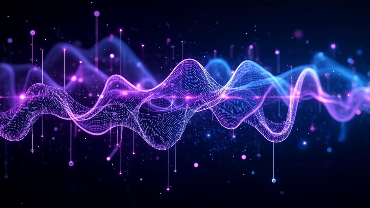 Flowing neural network imagery: glowing purple and