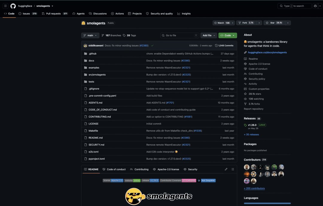 Smolagents landing page