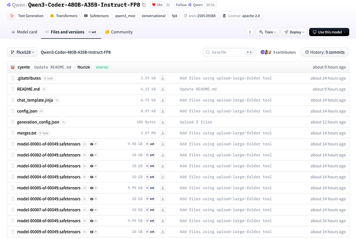 Qwen3-Coder safetensor files. Image by Jim Clyde Monge