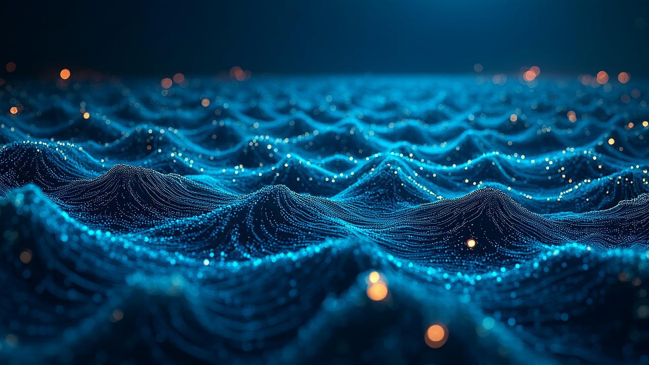 An abstract visualization of a vast digital ocean 